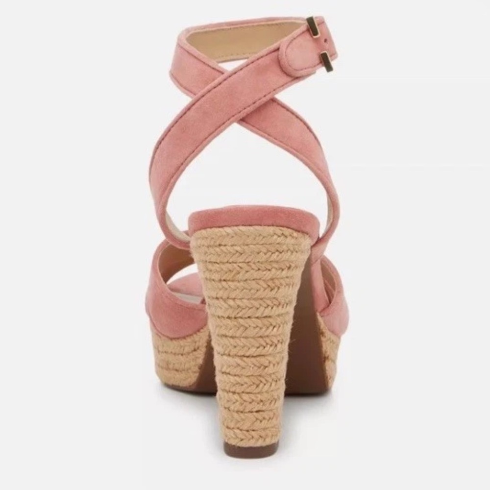 Woman's Lauren Ralph Lauren Pastel Pink Leather Sasha Platform Sandal Size 7 New - Picture 9 of 9